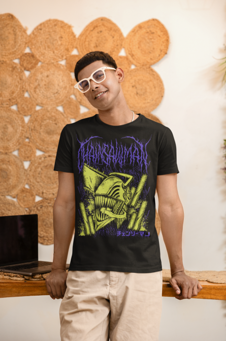 Футболка з аніме принтом Людина-бензопила оверсайз (S/M/L) Чорний AnimeJ0722 Дніпро - фото 3