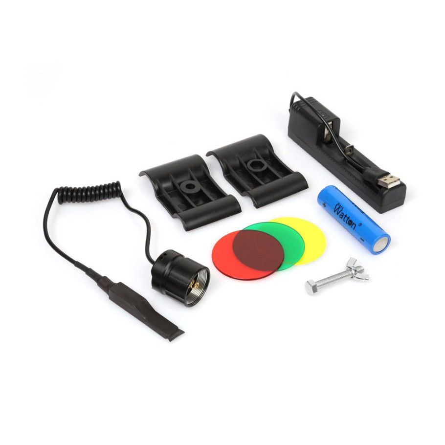 Охотничий светодиодный аккумуляторный фонарик для винтовки с фильтрами WATTON WT-150 3000 Лм, фонарь для охоты Каменец-Подольский - изображение 7