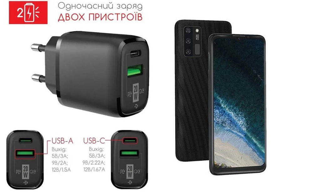 Сетевое зарядное устройство для Oukitel C25, 20W 3A, Quick Charge 3.0 Киев - изображение 1