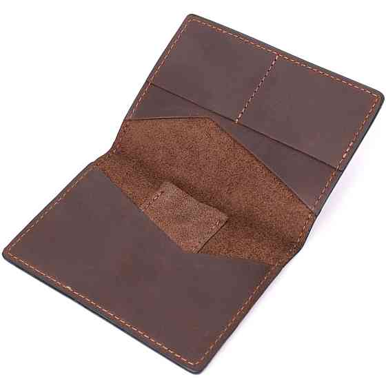 Стильна шкіряна обкладинка на паспорт з утримувачем для Apple AirTag GRANDE PELLE 11621 Коричневий Київ