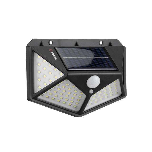 Светильник аккумуляторный настенный 100 SMD, уличный, солнечная панель, датчик движения INTERTOOL LB-0113 Киев - изображение 1