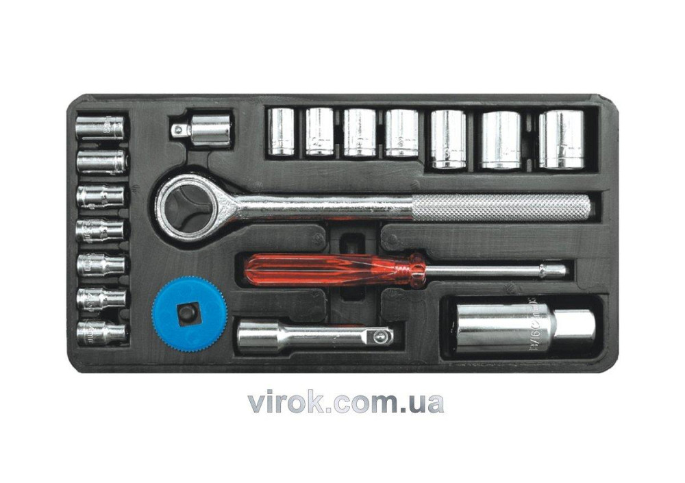Набір головок торцевих VOREL : квадрат 1/4", 3/8" з інструментами [20 Од.] [10] Одеса - фото 1