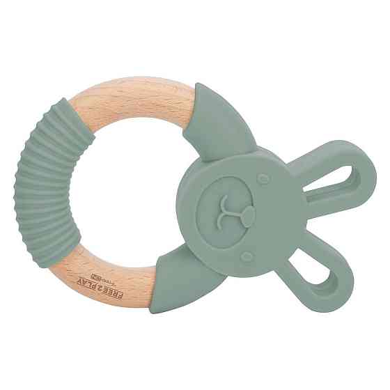 Прорезыватель FreeON силиконовый зайчик, зелёный Киев