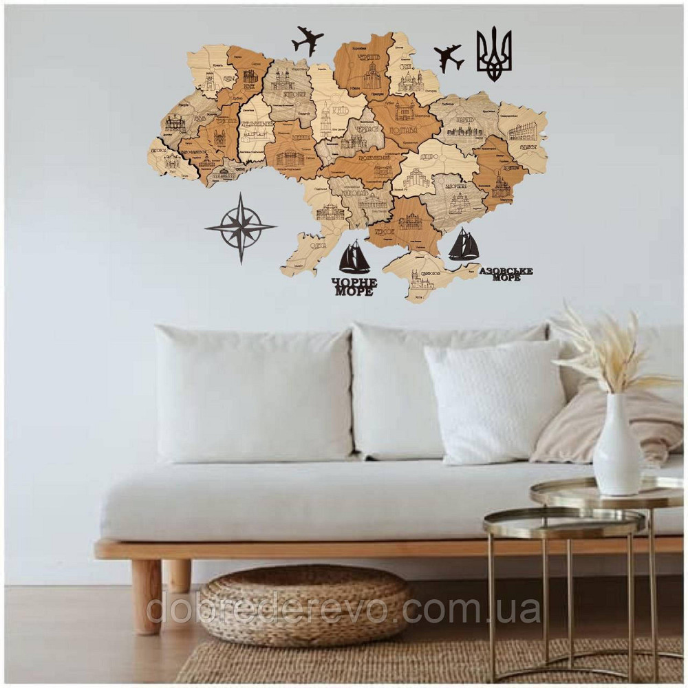 Дерев'яна карта України "Тополя" 150х100 Вижниця - фото 9