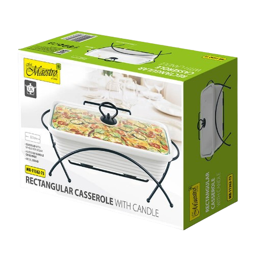 Марміт прямокутний 1,7л 32,5см кераміка скляна кришка + метал.підставка MR-11362-73 Maestro Житомир - фото 2