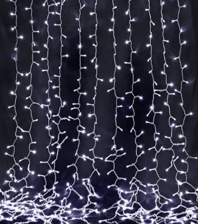 Новогодние гирлянды. Гирлянда водопад 320-400L 3x3м (10х32Ламп) Белая (7150) Коломия