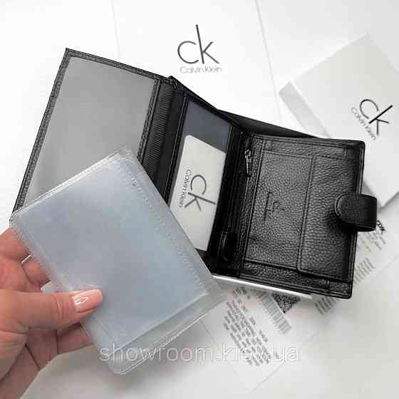 Кожаный мужской брендовый кошелек на кнопке Ск (6602) Киев