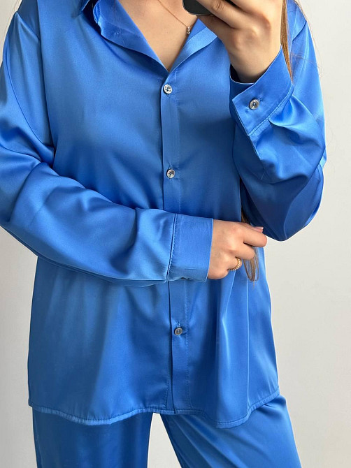 Жіночий шовковий костюм із штанами Синій XL/2XL Харків - фото 5