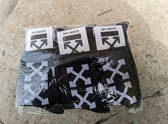 Дитячі бавовняні шкарпетки на підлітка Чорні в наборі по 3 шт Off-White CH3. Розмір 33-36 Київ
