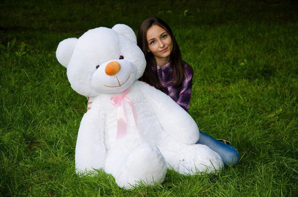 Плюшевий ведмедик М'яка іграшка Рафаель 140 см Білий Тернопіль - фото 6