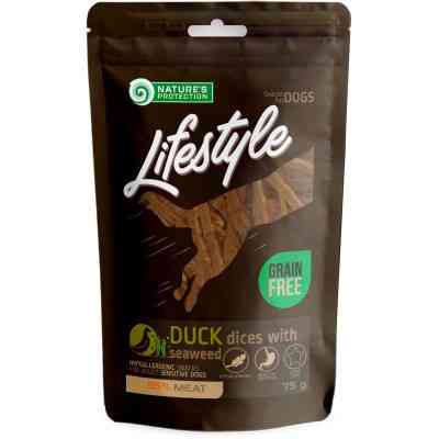 Лакомство для собак Nature's Protection Lifestyle Soft duck dices with seaweed 75 г (SNK46143) Винница