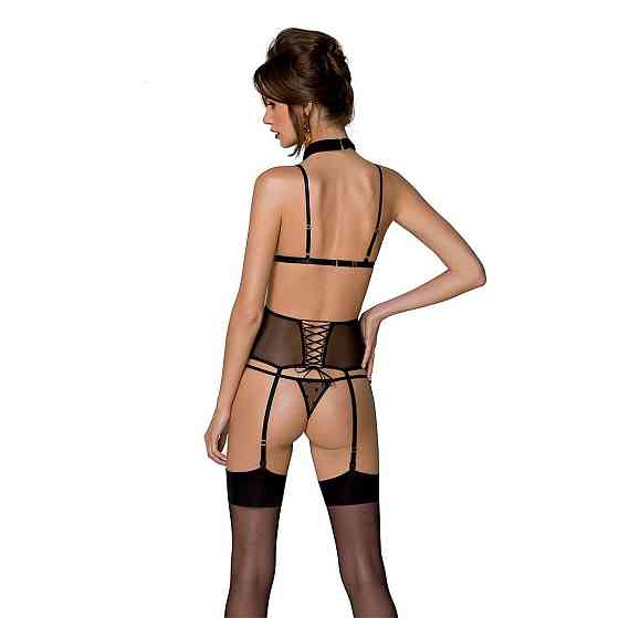 Корсет з відкритими грудьми Passion DOMINICA CORSET S/M black, пажі для панчіх, стрінги Sex Aura Київ