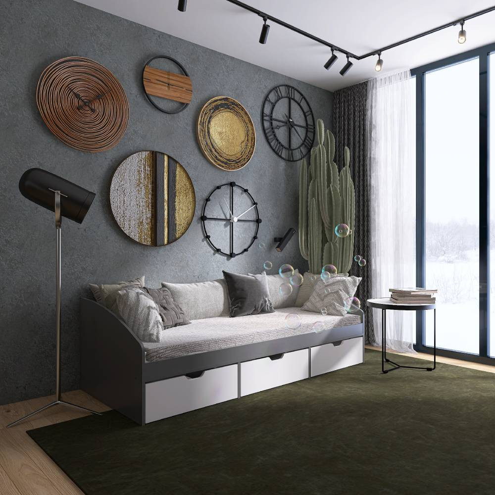 Ліжко односпальне з ящиками Еверест Комфорт 3 193х84х59 см Графіт/Німфея Альба (білий) (DTM-073834) Львів - фото 2