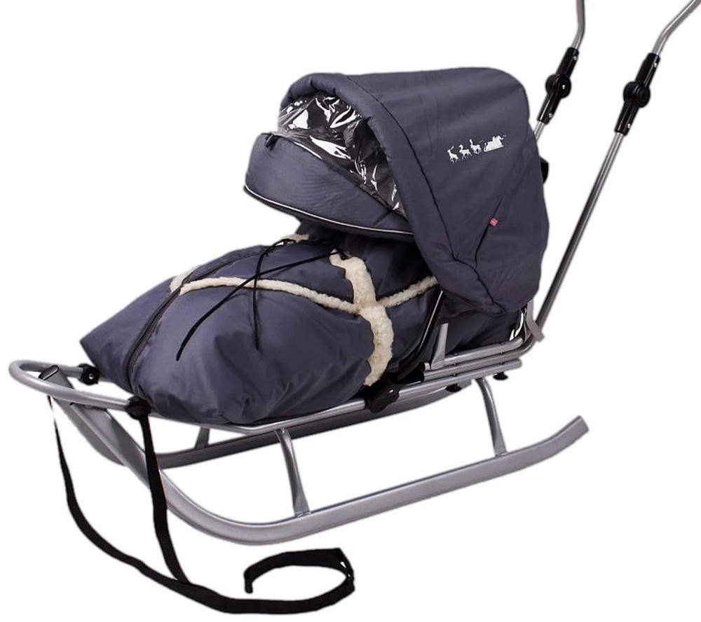 Санки коляска дитячі Adbor Piccolino зі спинкою, ручкою, капюшоном і конвертом для дітей Рожевий Київ - фото 5