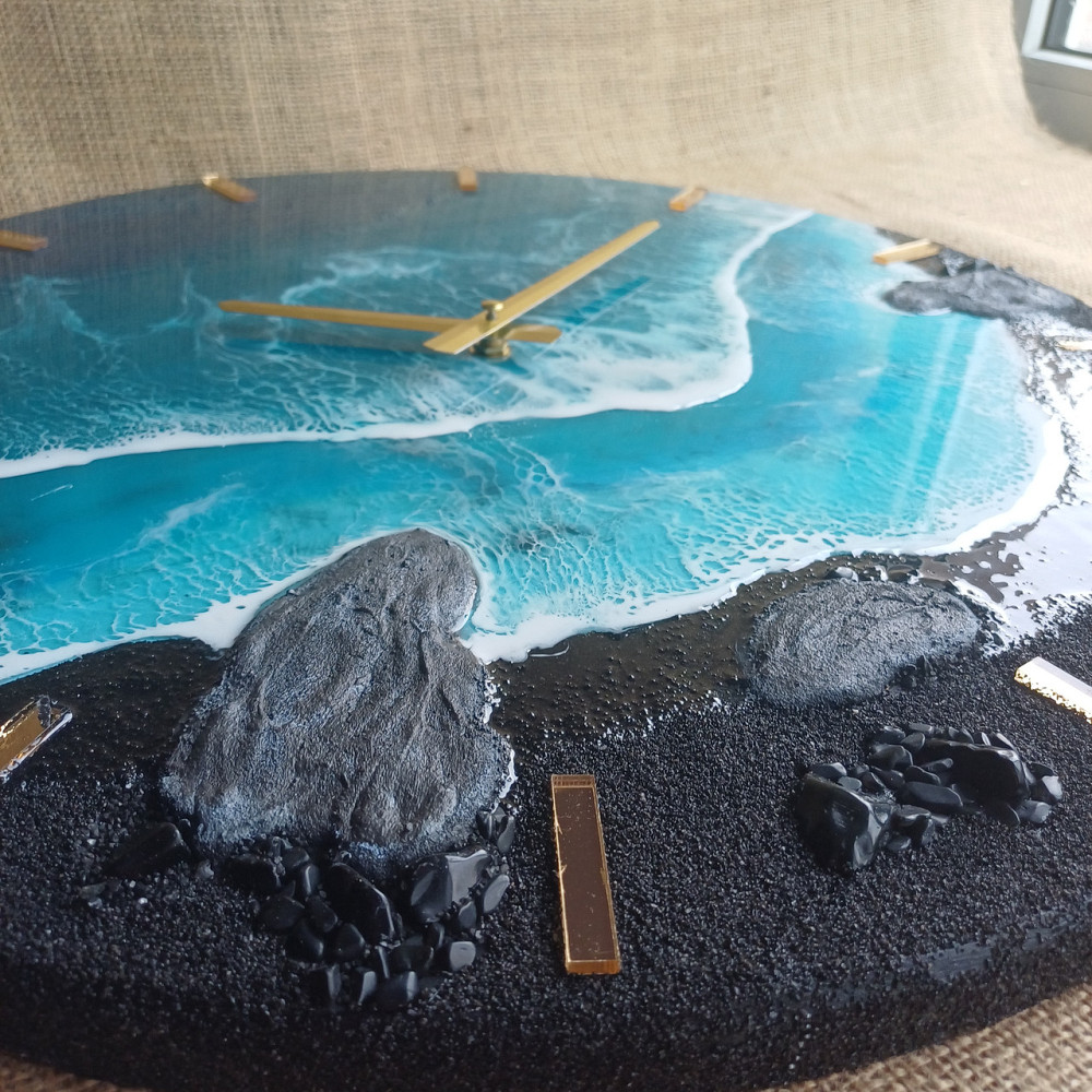 Годинник настінний 50 см з епоксидної смоли ручної роботи Дніпро - фото 6