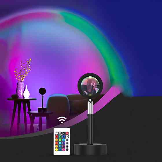 Проекційна нічна лампа Захід RESTEQ RGB — атмосферний настільний світильник з 3 кольорами та 12 відтінками, 27 см Київ