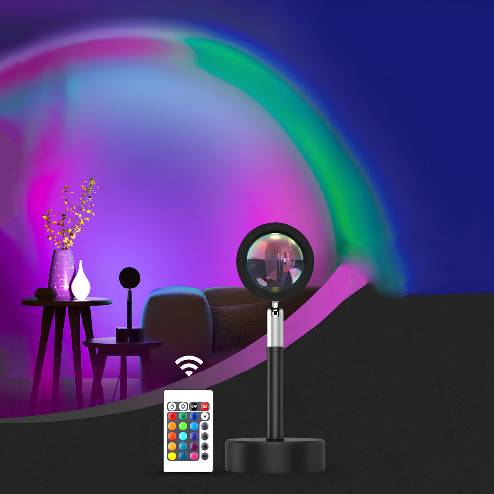Проекційна нічна лампа Захід RESTEQ RGB — атмосферний настільний світильник з 3 кольорами та 12 відтінками, 27 см Київ - фото 1