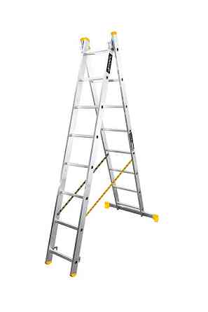 MASTERTOOL Драбина алюмінієва MASTERTOOL двосекційна комбінована 2х8 ступенів h=3980 мм max 150 Киев