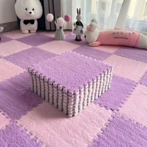 Коврик-пазл плюшевый, термоковрик, мат детский теплый 90*120см, 12 пазлов, цвет фиолетовый Каменец-Подольский - изображение 1