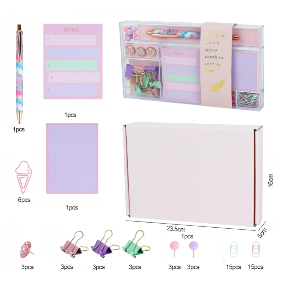Подарунковий набір канцелярії для навчання, органайзер для офісу, ручка, скріпки, біндери та стікери Кам'янець-Подільський