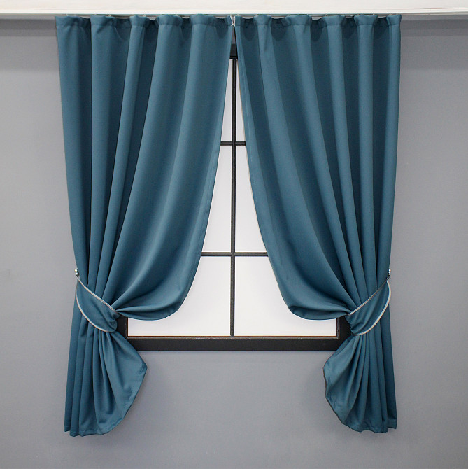 Комплект коротких штор VR-Textil Блекаут Midnight № 1675ш Синій 140х170 см 2 шт (35-0323) Київ - фото 1