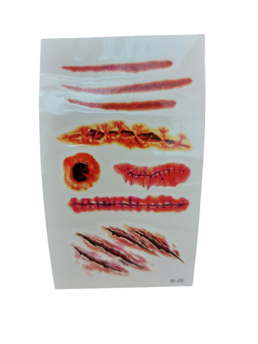 Тату наклейки криваві шрами порізи для Хелловіну 10 на 6 см червоний Київ - фото 2