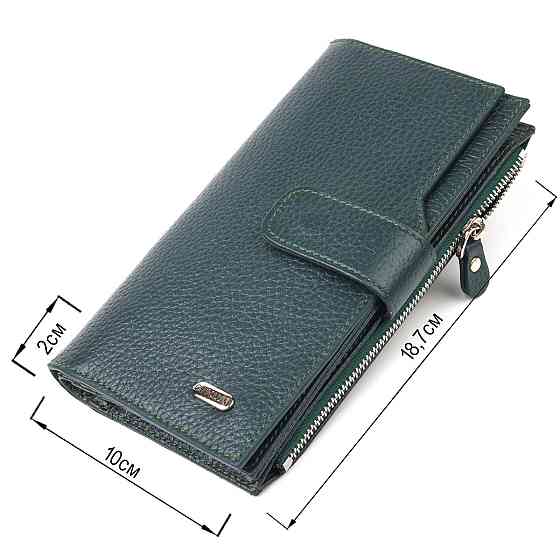 Женский большой вертикальный кошелек из натуральной кожи CANPELLINI 21643 Зеленый Киев