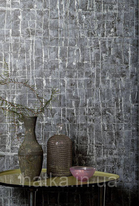 Шпалери Marburg Tango 58810 лофт 3д під штукатурку чорні сірі з сріблом 10х0,70 Київ - фото 1