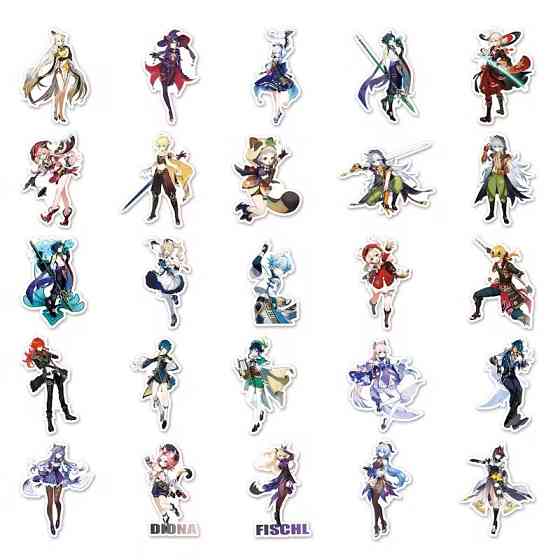 Набор 50 наклеек Genshin Impact – аниме стикеры для декора Киев