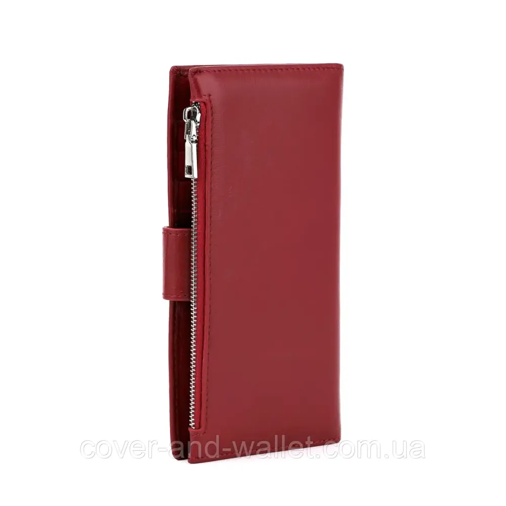 Бордовий жіночий купюрник з натуральної шкіри на магнітах і блискавці Marco Coverna 0134 Київ - фото 4