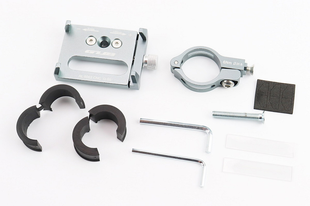 Тримач телефону на кермо алюмінієвий, ширина 50-100мм регульована, сірий G-85 Київ - фото 2