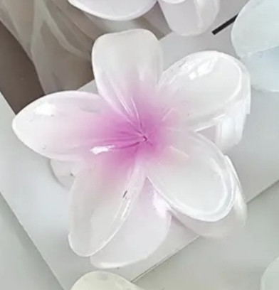 Заколка-крабік квітка Білий з рожевою серединкою Смела - изображение 1