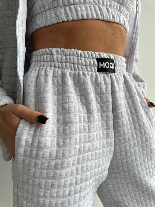 Жіночий прогулянковий костюм-трійка: кофта топ і штани Капітон Меланж, 46/48 Одеса - фото 9