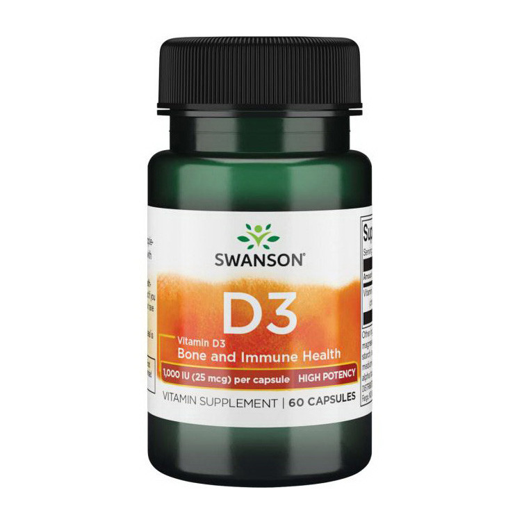 Витамин D3 Swanson Vitamin D3 1000 IU (25 mcg) 60 caps Луцк - изображение 1