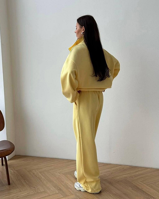 Женский яркий прогулочный костюм двойка: кофта и штаны двунитка + накатка Одесса - изображение 3