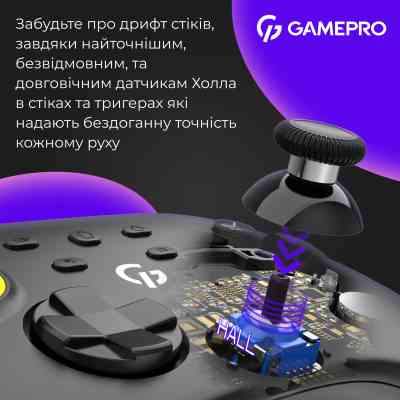 Геймпад GamePro із зарядною станцією BT 5.3/USB/2.4 ГГц (Switch/PC/iOS/Android) RGB Black (GPX13BDOC) Вінниця