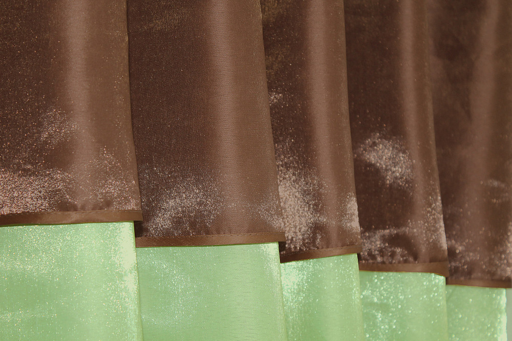 Кухонные шторы VR-Textil № 073к с ламбрекеном и подхватами светло-оливковый с коричневым 270х170 см (52-0353) Киев - изображение 5