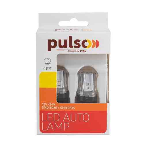 Світлодіодна лампа PULSO 3157 W2.5x16q, 12 SMD-2835, 2 контакти, 9-36V, 120/50 лм, червоний габарит Харків