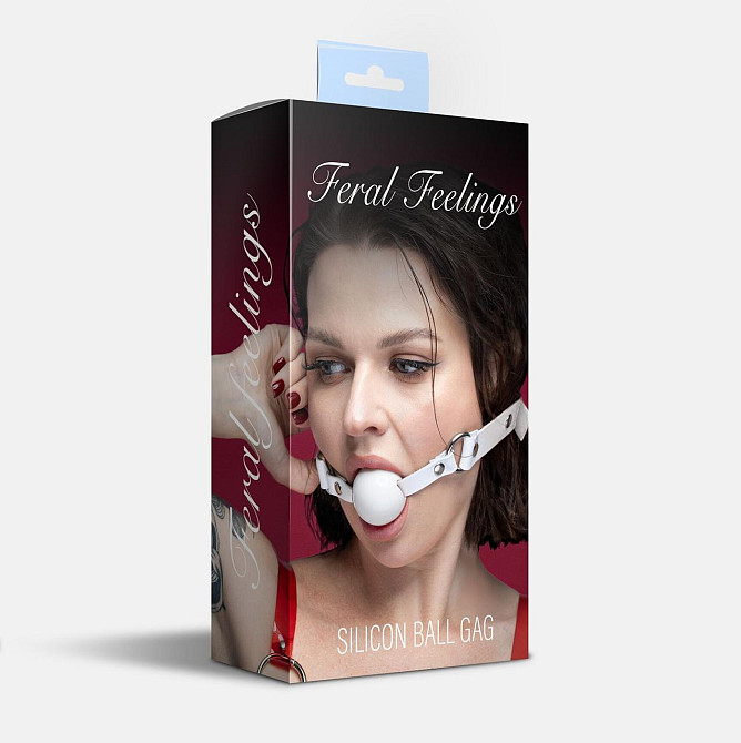 Кляп силіконовий Feral Feelings Silicon Ball Gag White/White, білий ремінець, біла кулька Sex Aura Київ - фото 3