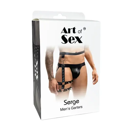 Чоловічі гартери з натуральної шкіри Art of Sex - Serge, колір Чорний, розмір XS-M Львов