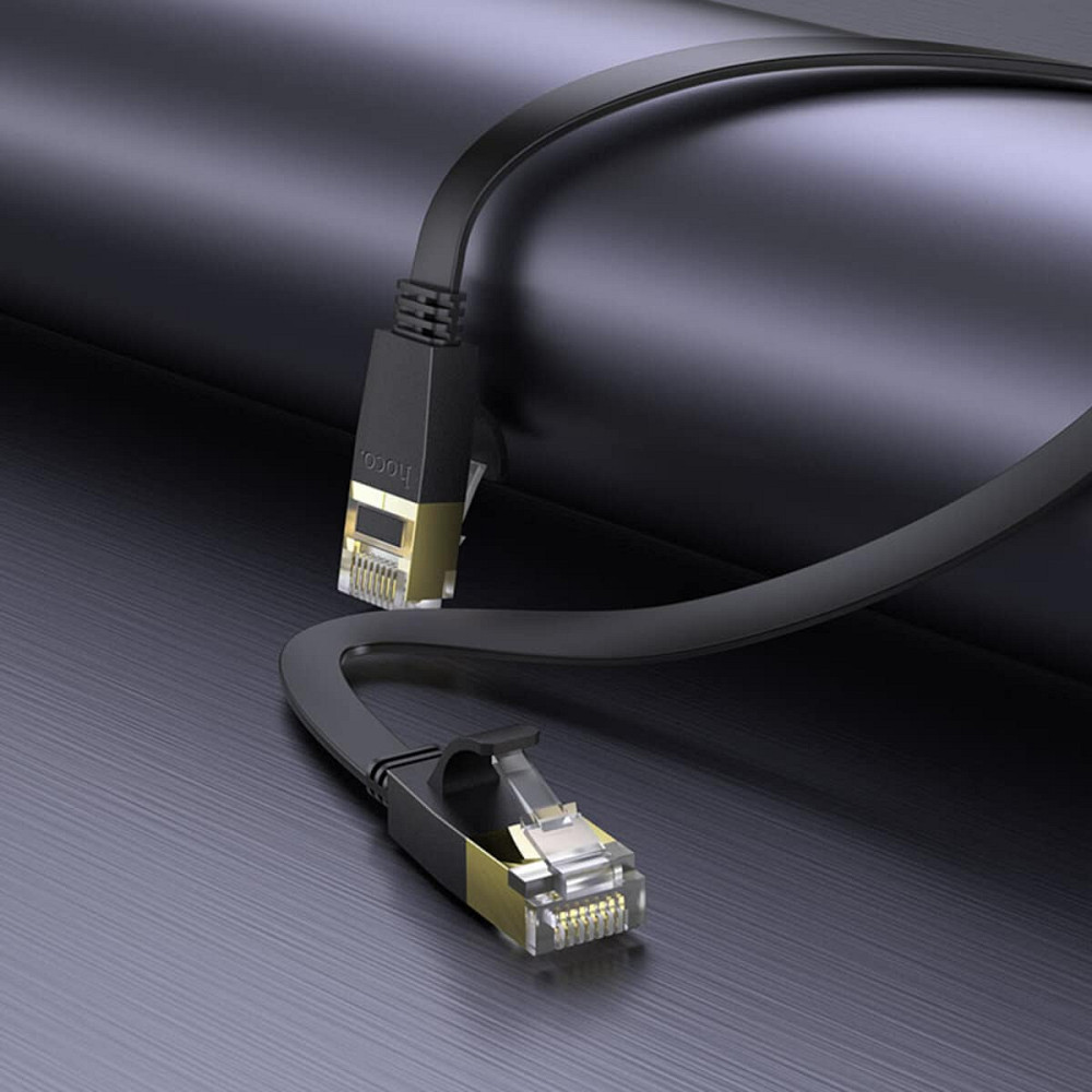 Кабель HOCO US07 General pure copper flat network cable(L=5M) Black Київ - фото 3