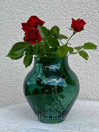 Ваза скляна 17,5*17,5*20 см "Бонна" зелене товсте скло Київ