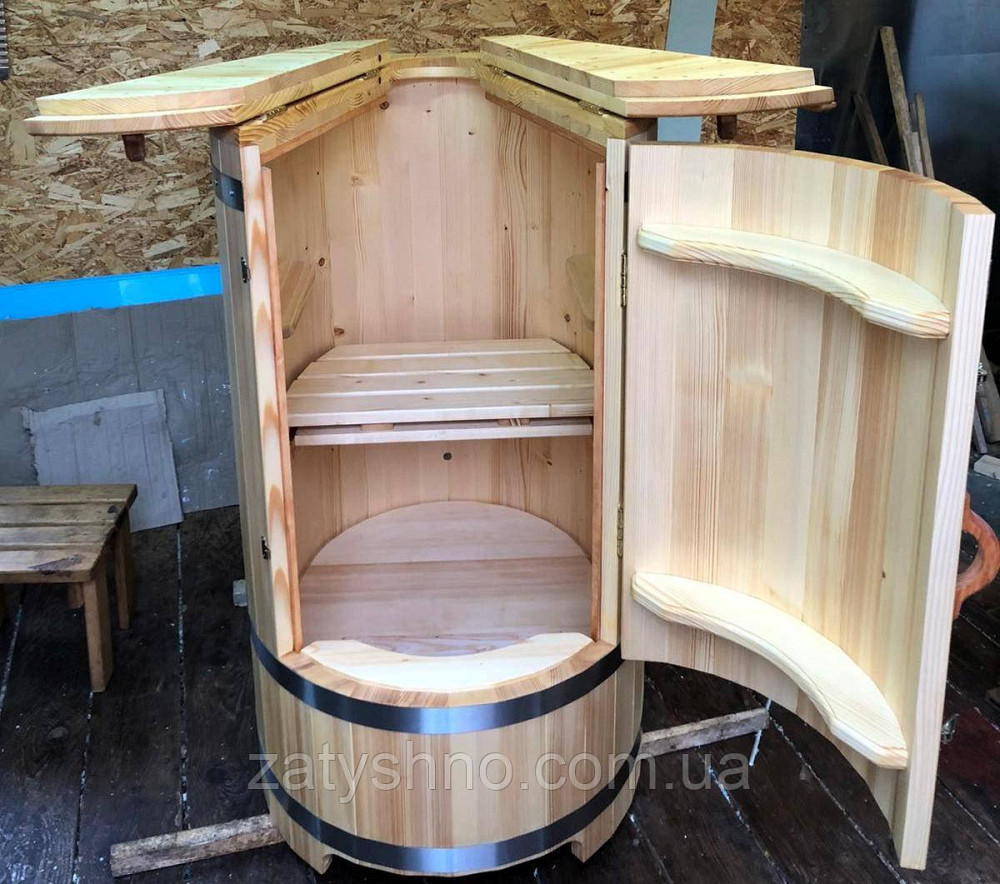 Фітобочка 1 метр у діаметрі дерев'яна з сидінням із смереки Київ - фото 2