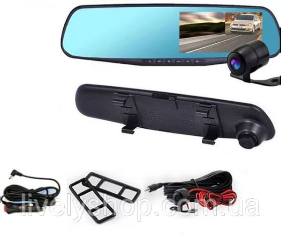 Дзеркало відеореєстратор з камерою заднього виду Vehicle Blackbox DVR Full HD 4.3 дюймів Оригінал Вінниця