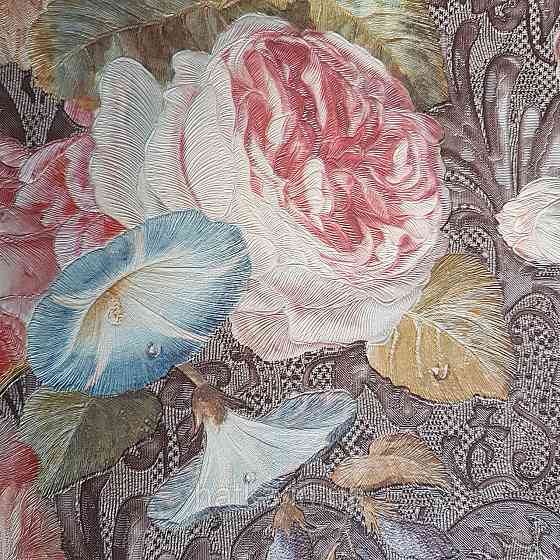 Шпалери метрові вінілові на флізелін Yuanlong Samsara квіти троянди, півонії бордовий, червоний, синій на Київ