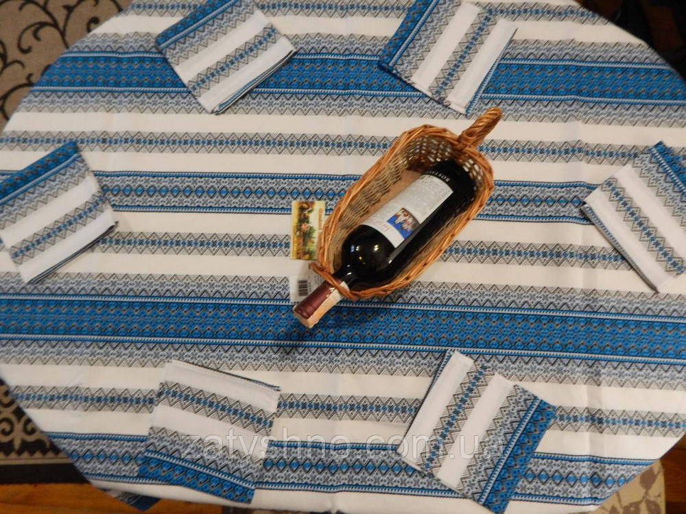 Синя скатертина вишита в українському стилі Київ - фото 4