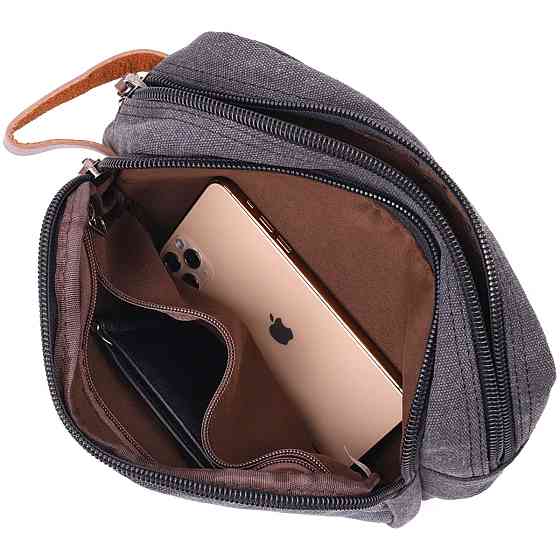 Стильна барсетка для чоловіків на два відділення з якісного текстилю Vintage 22233 Чорний Київ