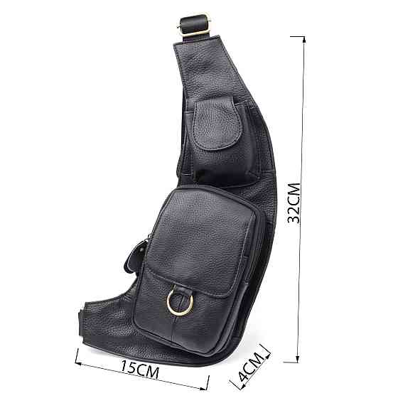 Сумка через плечо из натуральной кожи Vintage 22958 Черный Киев