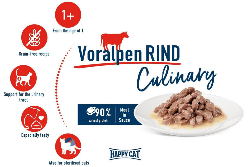 Влажный корм Happy Cat Culinary Voralpen Rind с говядиной для кошек (кусочки в соусе) Акция 4+1 (5 х 85 г) Винница - изображение 5