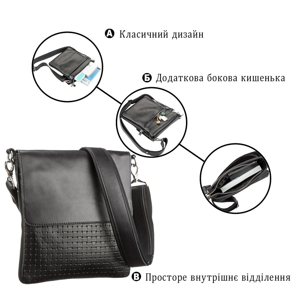 Сумка з натуральної шкіри Чорна (SHVIGEL) Київ - фото 1